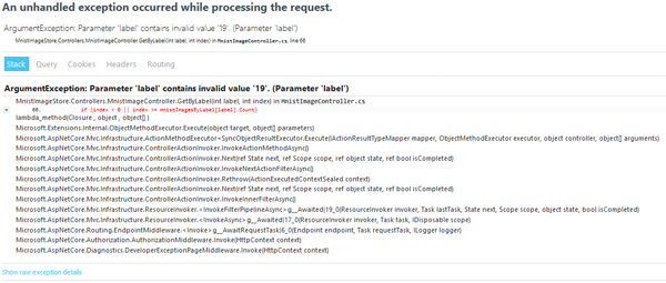 ASP.NET Uncaught Developer Exception